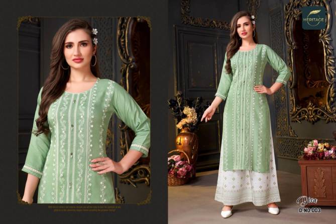 Heritage Diva Exclusive Wear Rayon Wholesale Kurti With Bottom Collection